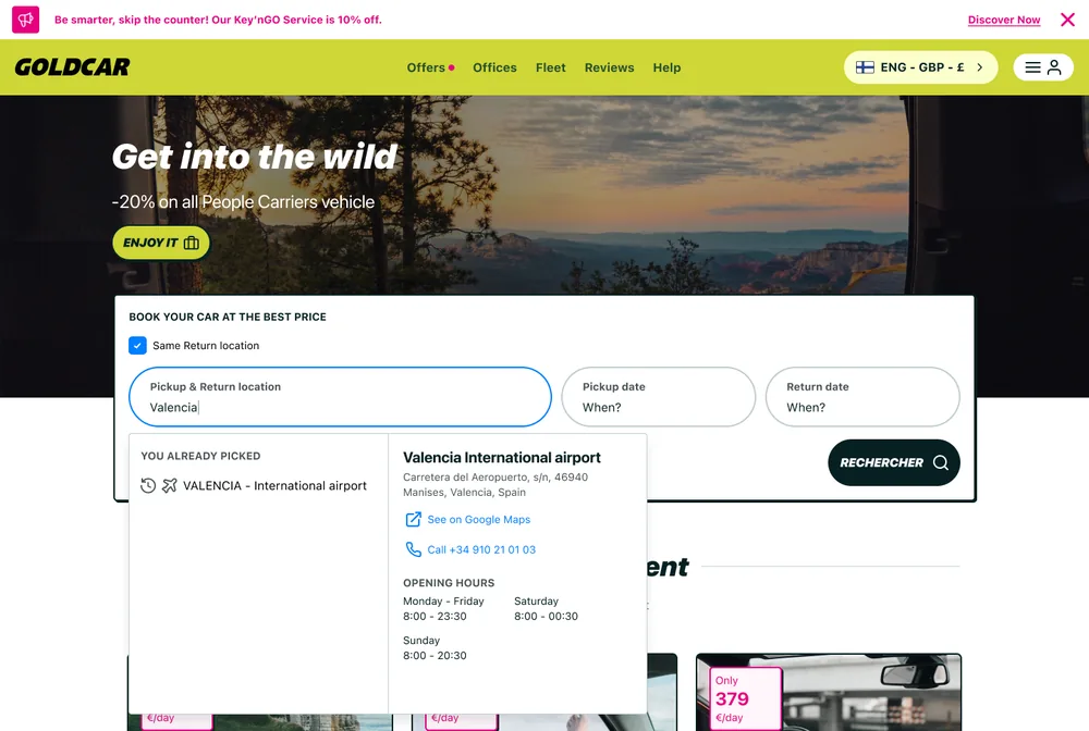 Booking widget — airport autocomplete