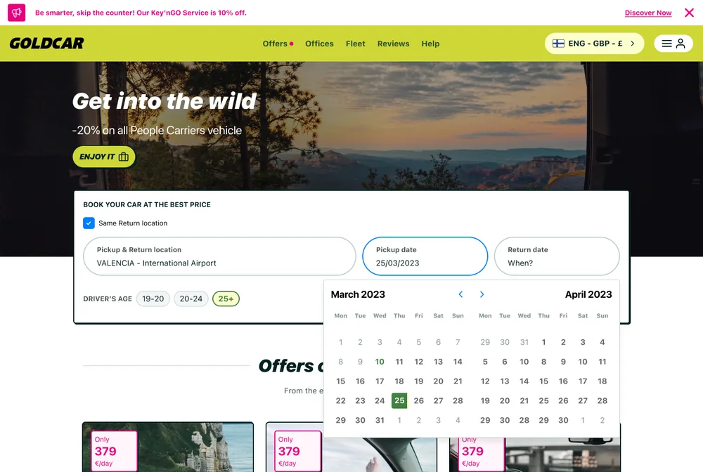 Booking widget — date selected
