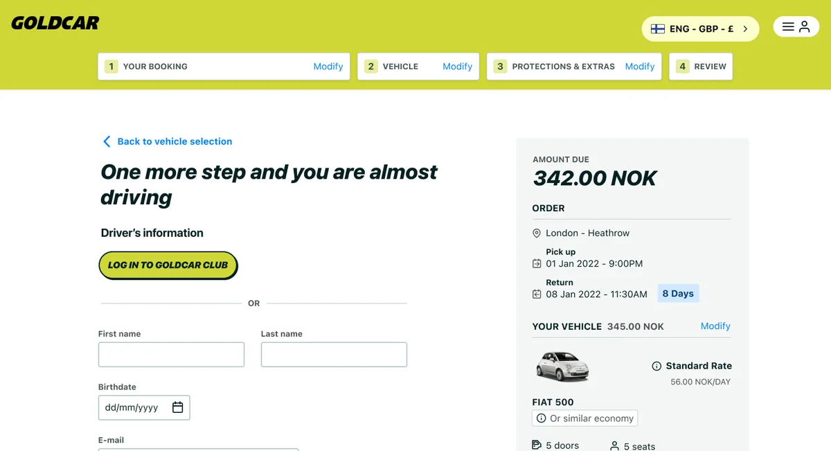 Final checkout step from the redesign