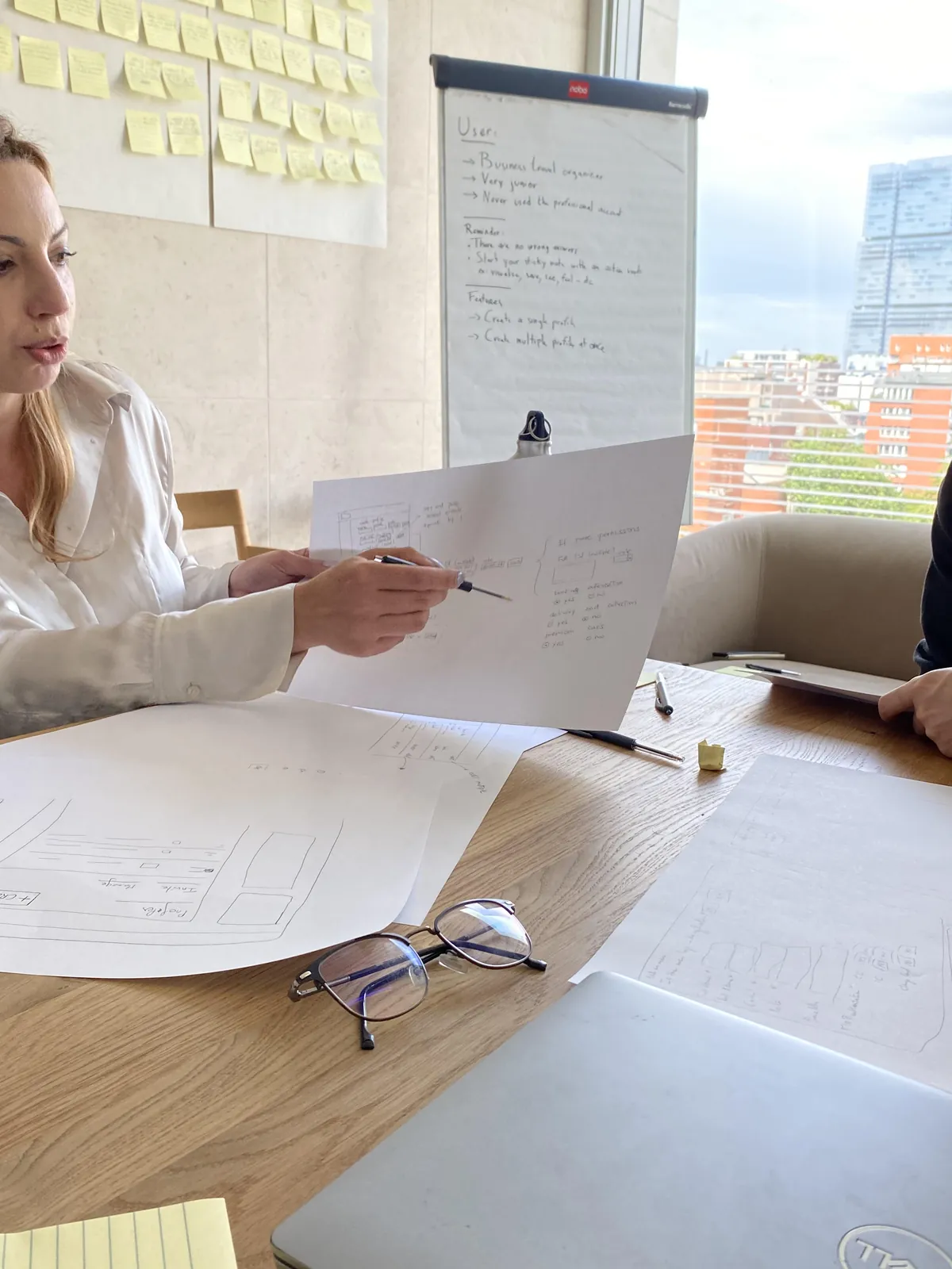 Reviewing a sketched profile-creation flow and its permission options