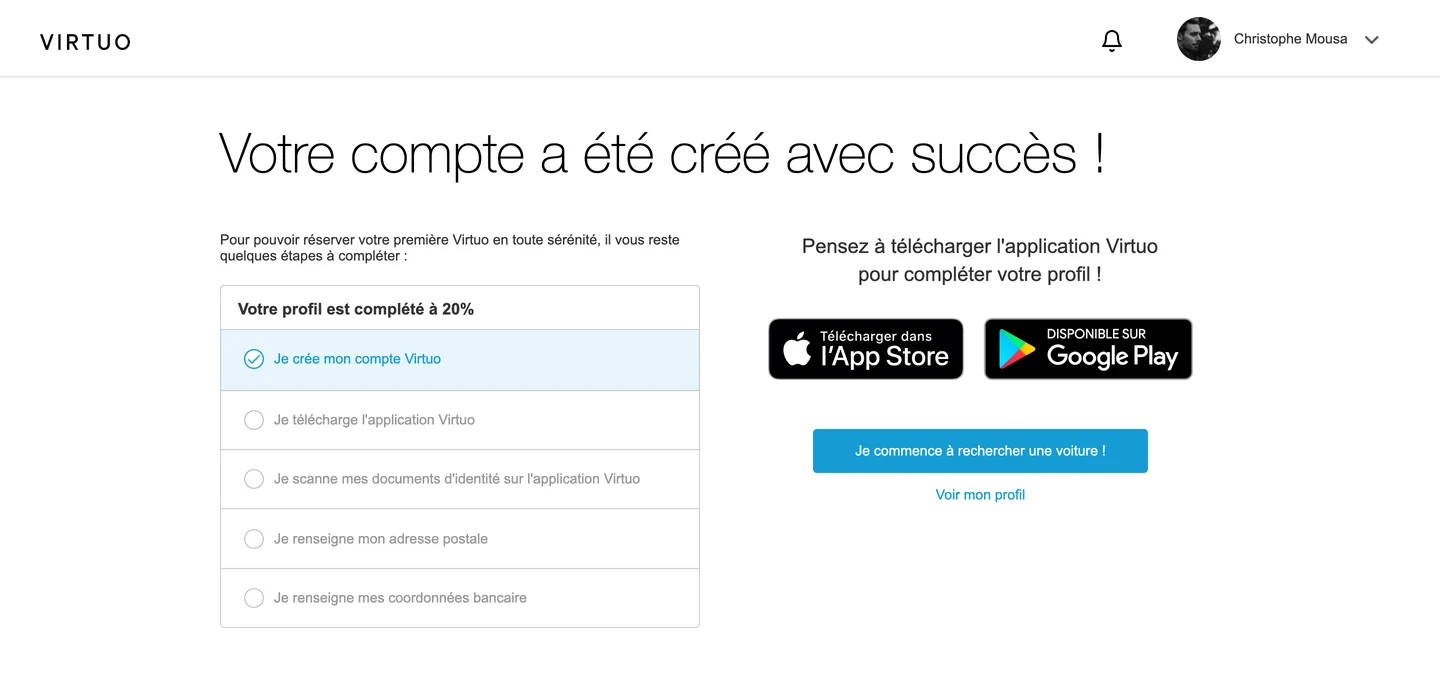 Account created - next steps and app download