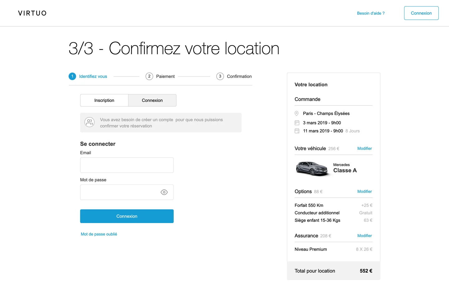 Step 3 of 3 - log in or sign up without leaving the checkout